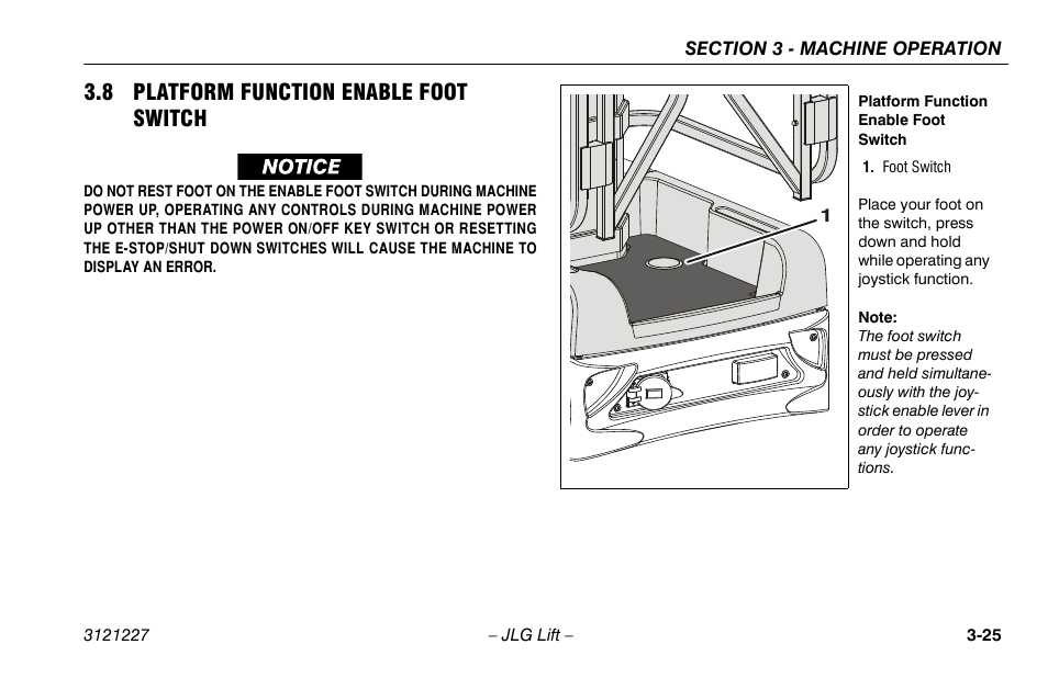 8 platform function enable foot switch, 8 platform function enable foot switch -25 | JLG 10MSP Operator Manual User Manual | Page 53 / 96