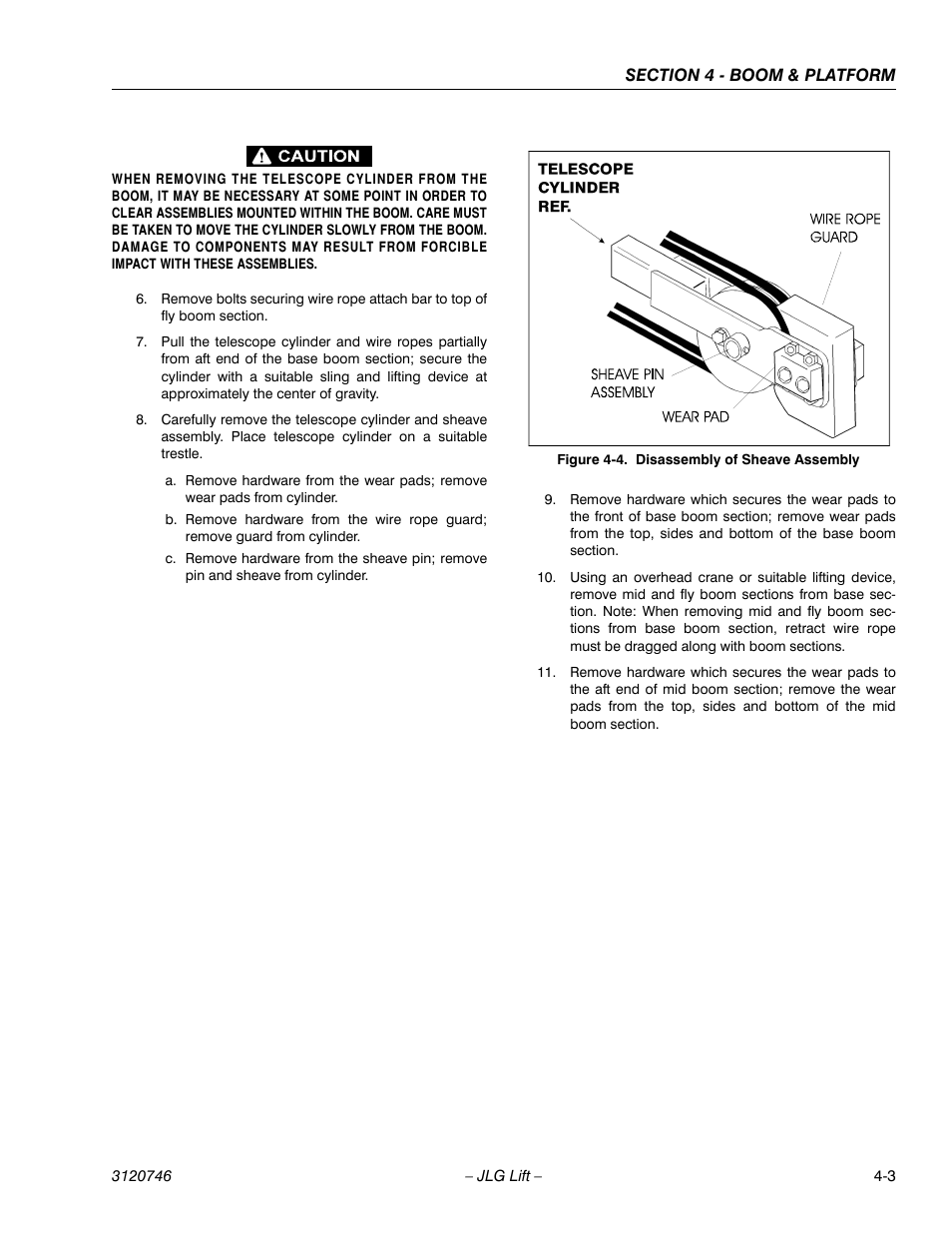 Disassembly of sheave assembly -3 | JLG 601S ANSI Service Manual User Manual | Page 131 / 244