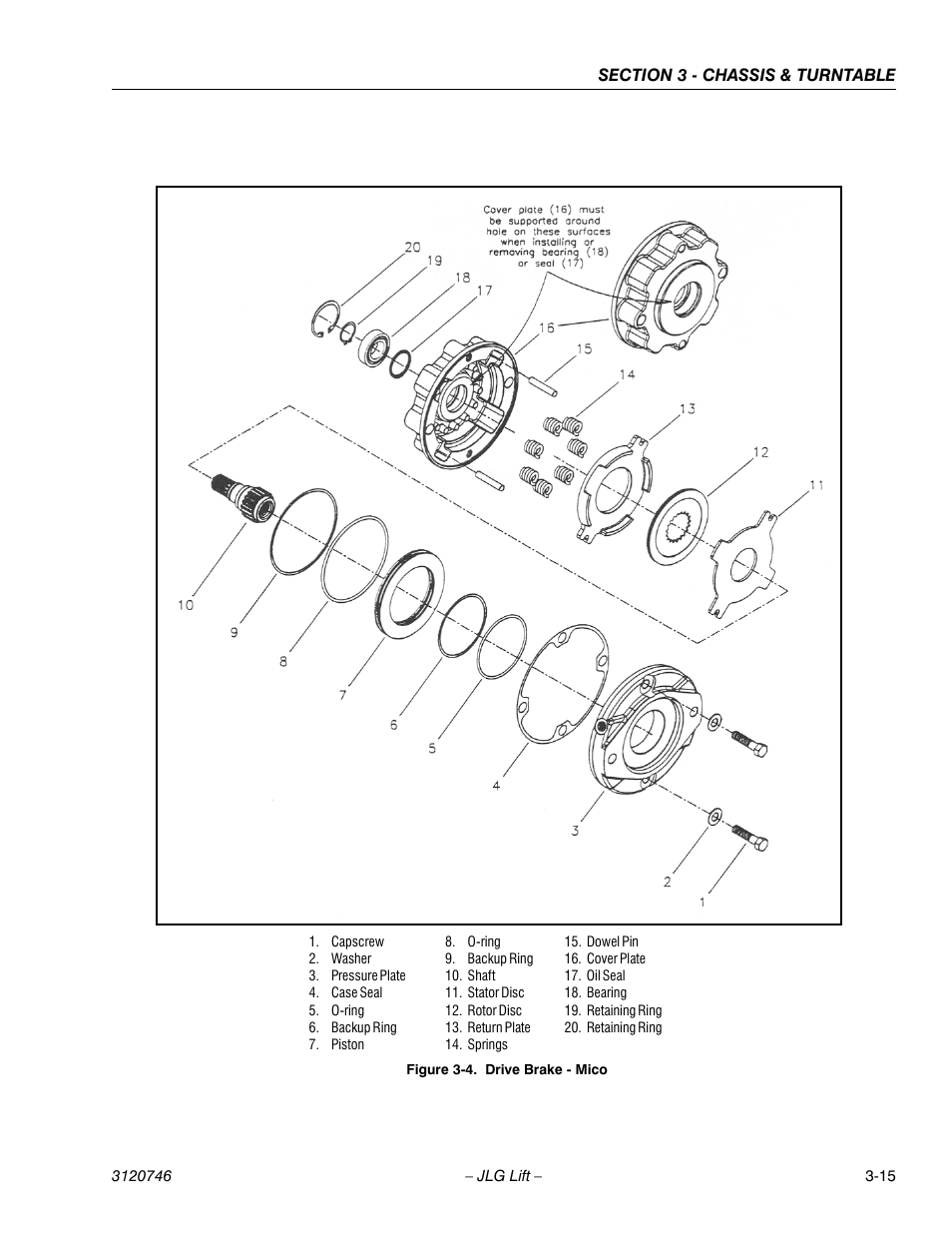 Drive brake - mico -15, Shown in figure 3-4, Ure 3-4 | Figure 3-4, D in figure 3-4 | JLG 601S ANSI Service Manual User Manual | Page 55 / 244