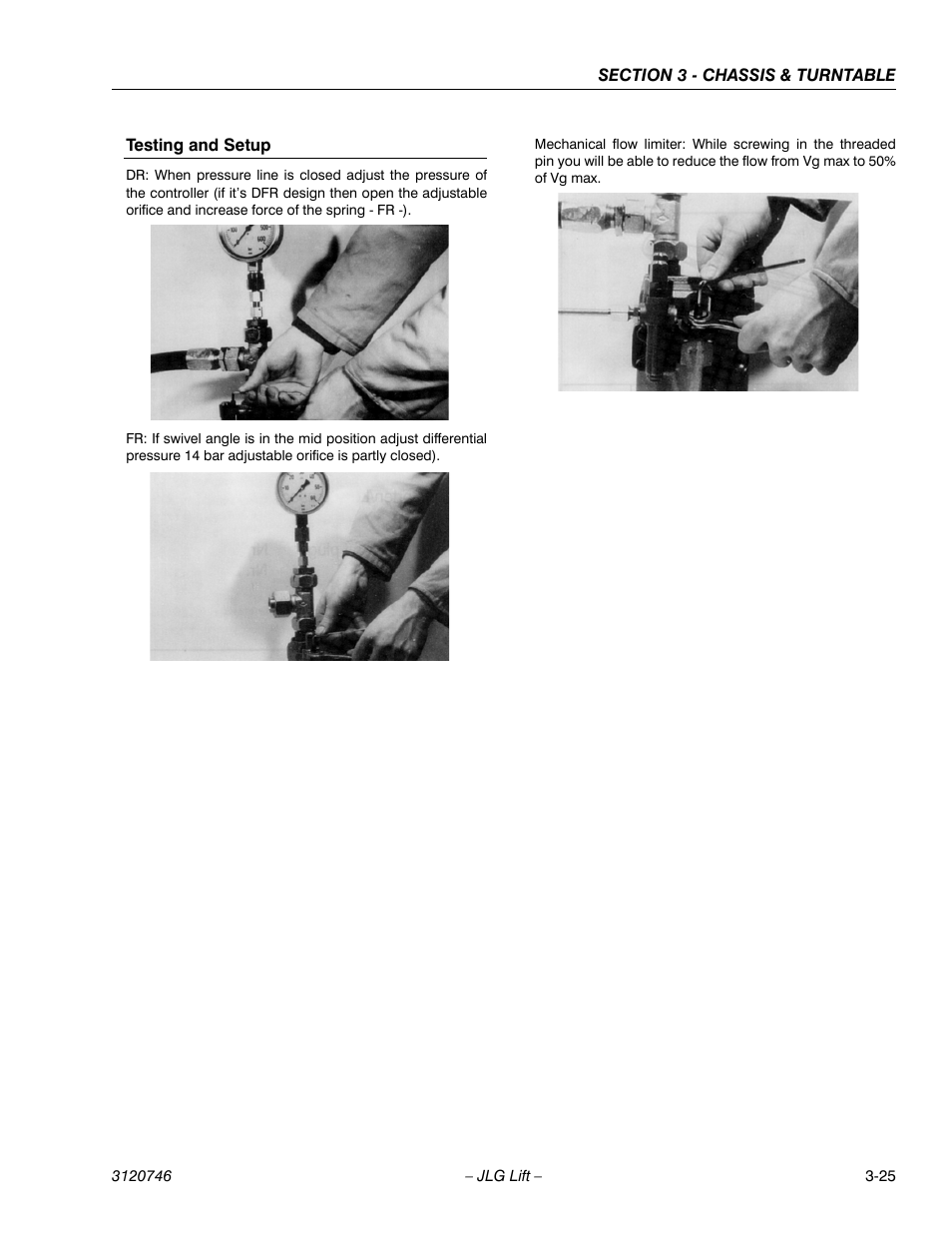 Testing and setup, Testing and setup -25 | JLG 601S ANSI Service Manual User Manual | Page 65 / 244