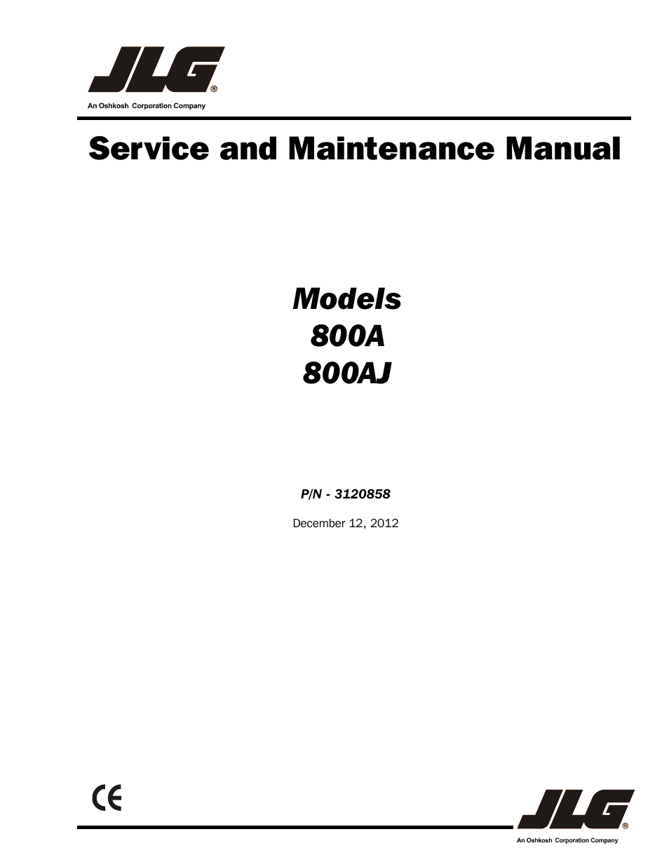 JLG 800A_AJ Service Manual User Manual | 466 pages