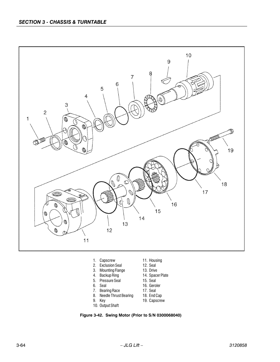 Swing motor (prior to s/n 0300068040) -64 | JLG 800A_AJ Service Manual User Manual | Page 120 / 466