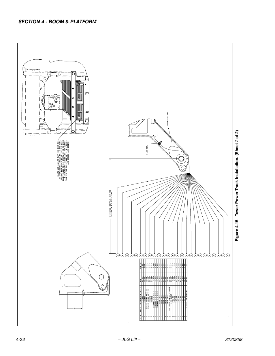 Tower power track installation. (sheet 2 of 2) -22 | JLG 800A_AJ Service Manual User Manual | Page 236 / 466