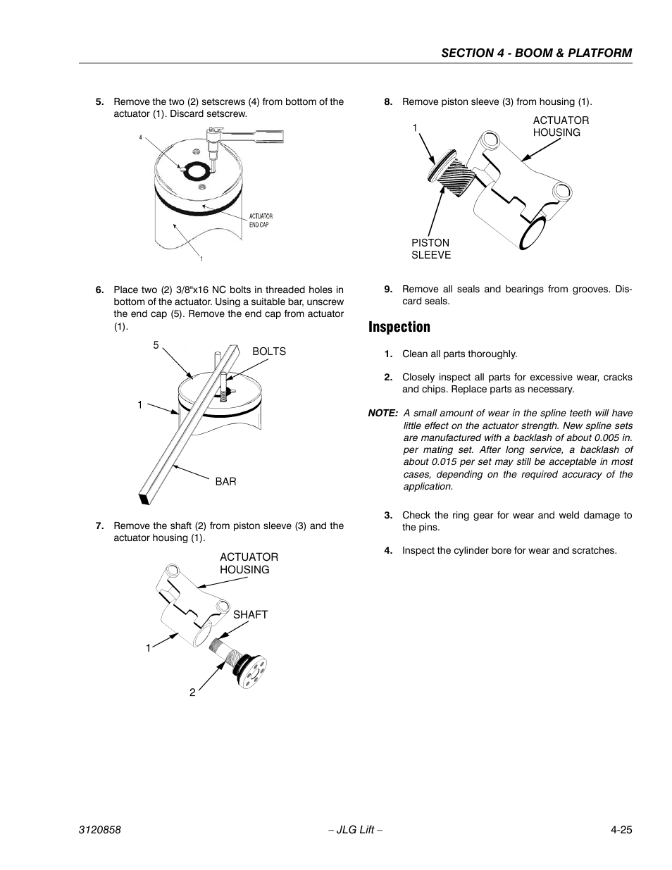 Inspection | JLG 800A_AJ Service Manual User Manual | Page 239 / 466