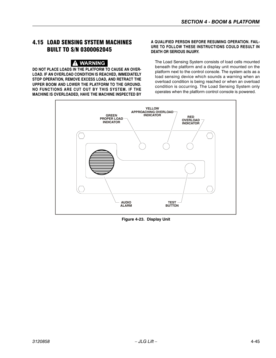 Display unit -45 | JLG 800A_AJ Service Manual User Manual | Page 259 / 466