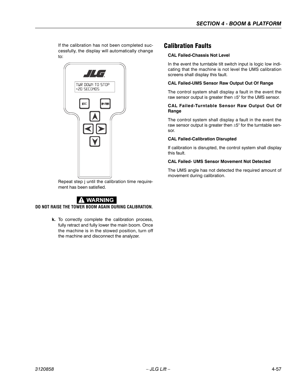 Calibration faults | JLG 800A_AJ Service Manual User Manual | Page 271 / 466