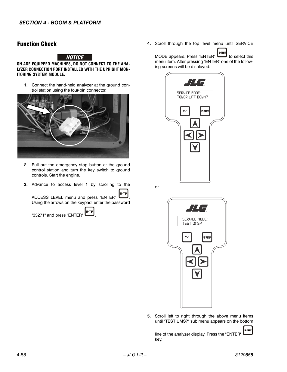 Function check | JLG 800A_AJ Service Manual User Manual | Page 272 / 466