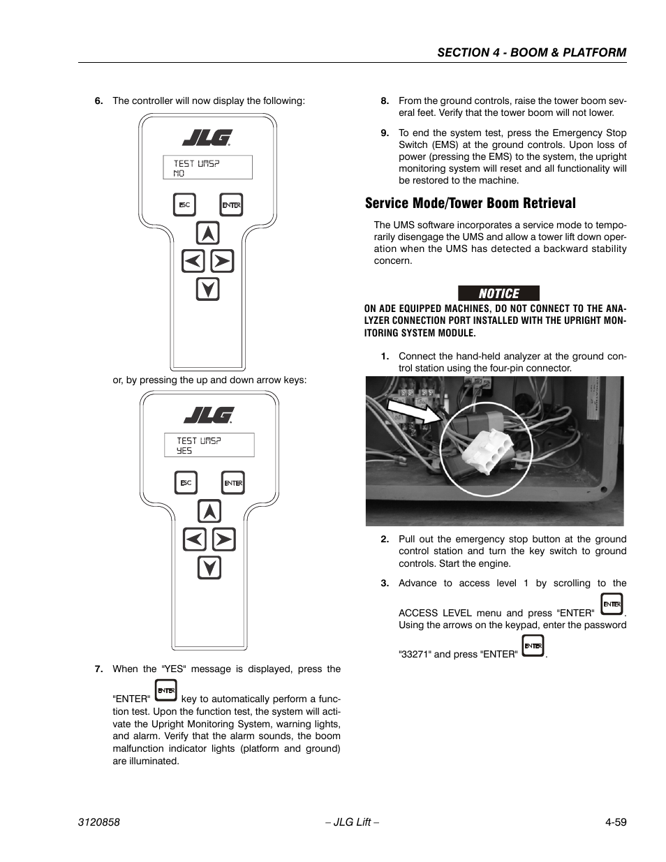 Service mode/tower boom retrieval | JLG 800A_AJ Service Manual User Manual | Page 273 / 466