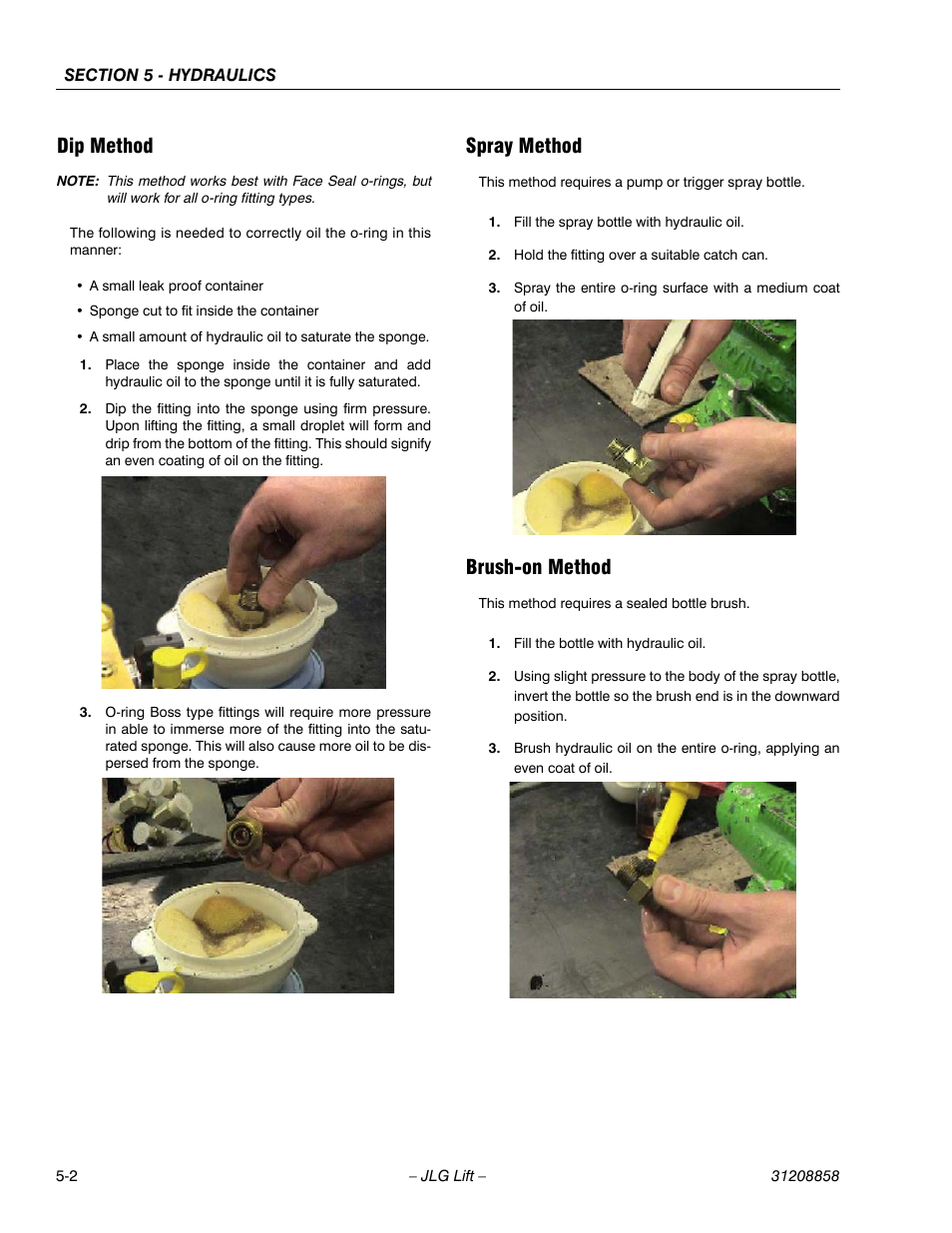 Dip method, Spray method, Brush-on method | JLG 800A_AJ Service Manual User Manual | Page 284 / 466