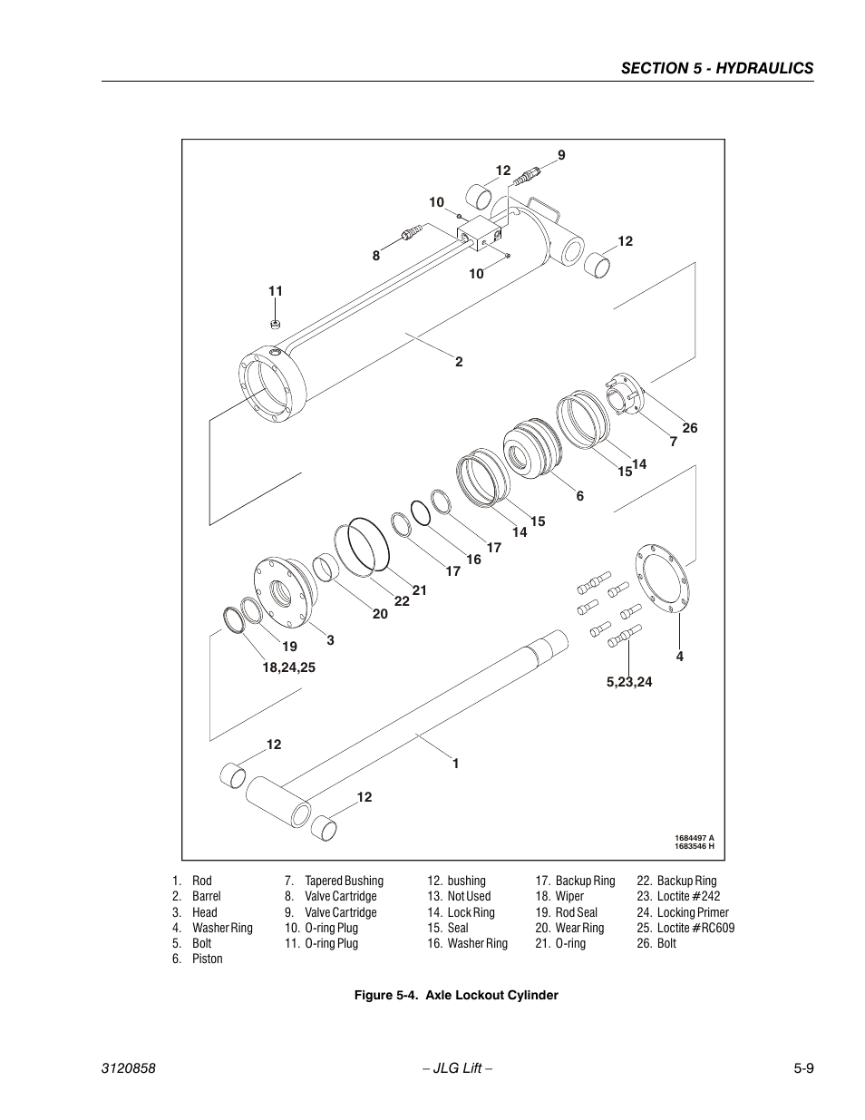 Axle lockout cylinder -9 | JLG 800A_AJ Service Manual User Manual | Page 291 / 466