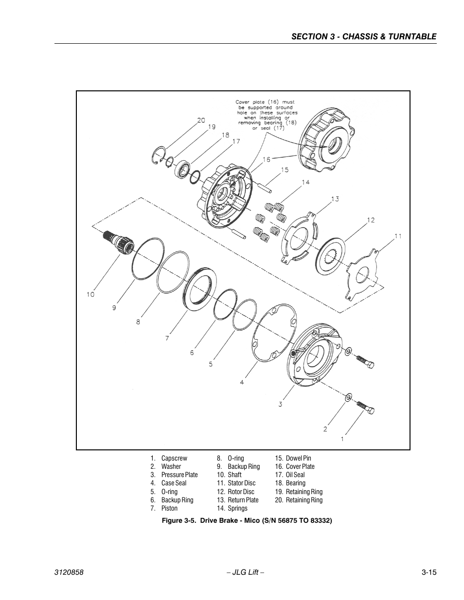 Drive brake - mico (s/n 56875 to 83332) -15, Shown in figure 3-5, Ure 3-5 | Figure 3-5, D in figure 3-5 | JLG 800A_AJ Service Manual User Manual | Page 71 / 466