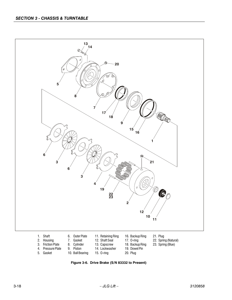 Drive brake (s/n 83332 to present) -18 | JLG 800A_AJ Service Manual User Manual | Page 74 / 466