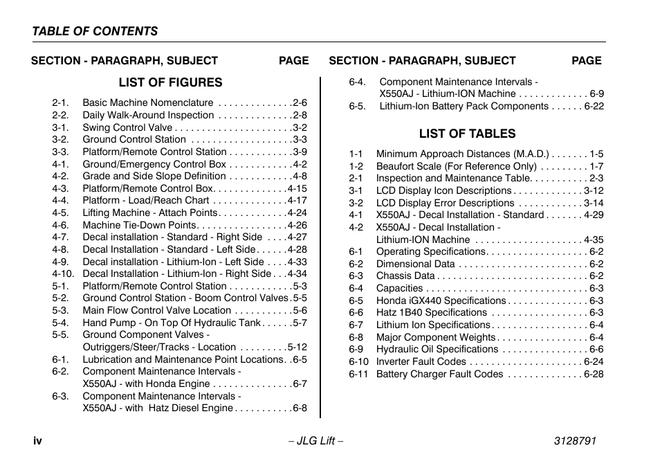 JLG X550AJ Operator Manual User Manual | Page 10 / 136