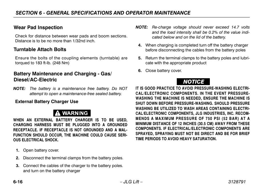 Wear pad inspection, Turntable attach bolts | JLG X550AJ Operator Manual User Manual | Page 118 / 136