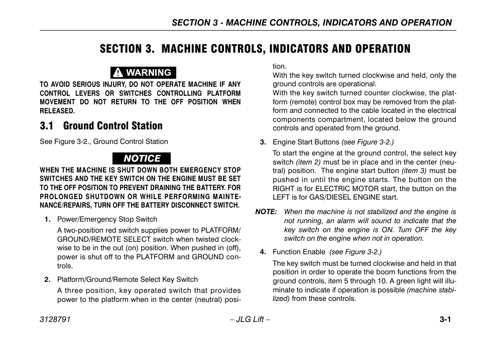 1 ground control station, 1 ground control station -1 | JLG X550AJ Operator Manual User Manual | Page 31 / 136