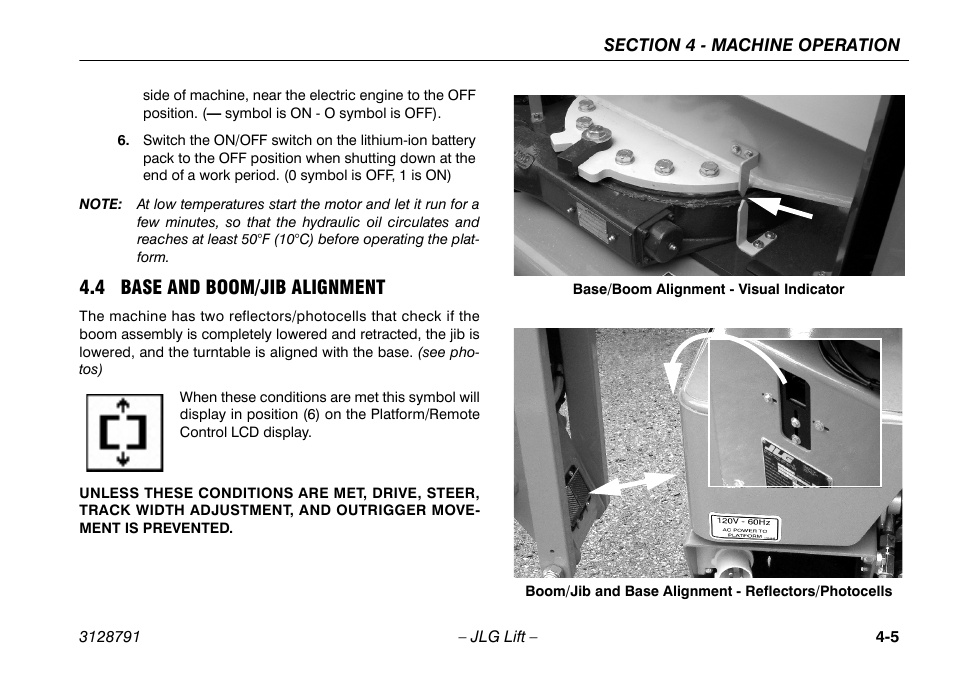 4 base and boom/jib alignment, 4 base and boom/jib alignment -5 | JLG X550AJ Operator Manual User Manual | Page 49 / 136