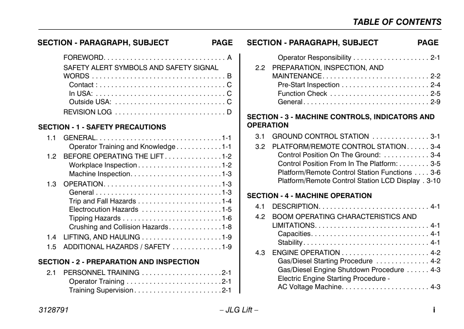 JLG X550AJ Operator Manual User Manual | Page 7 / 136