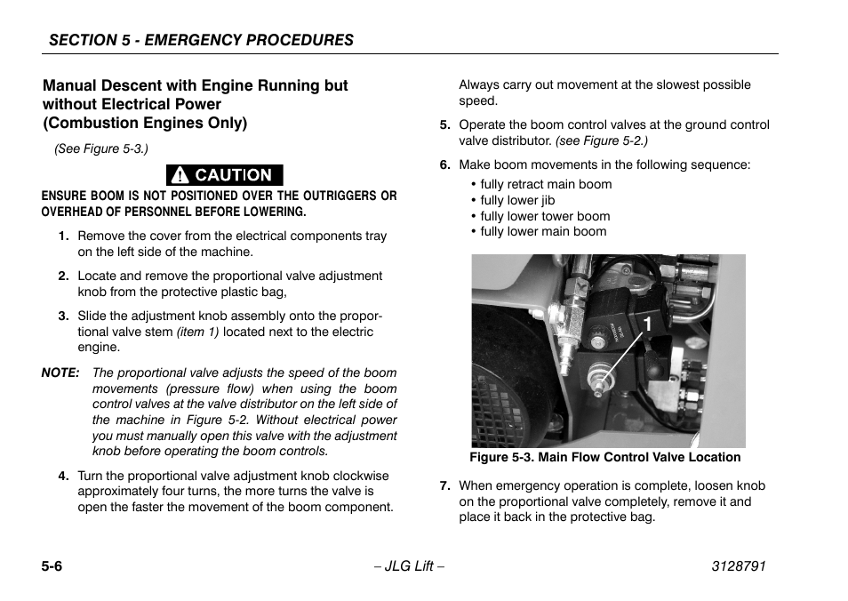 Main flow control valve location -6 | JLG X550AJ Operator Manual User Manual | Page 86 / 136