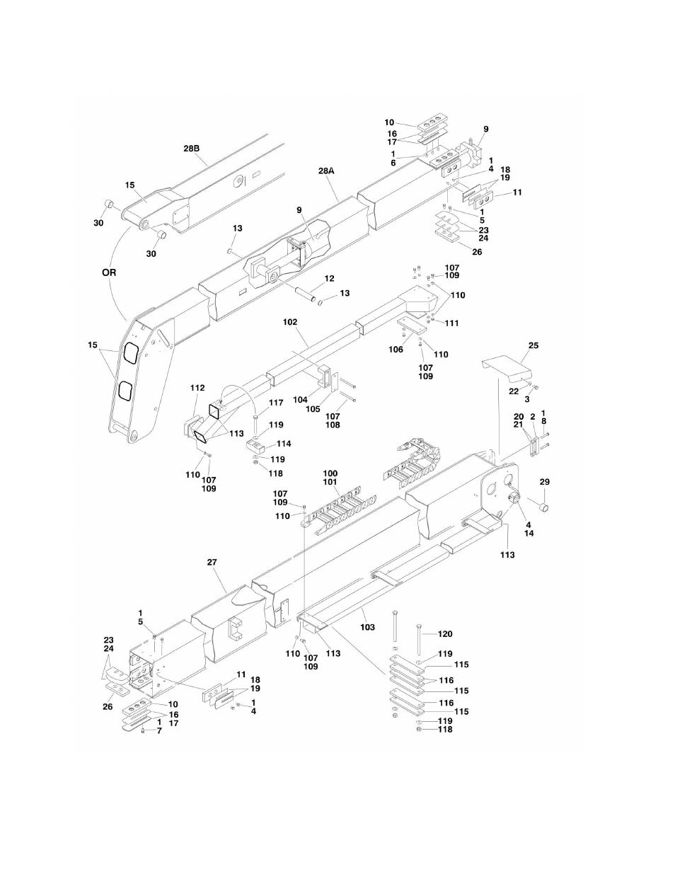 Figure 3-4. main boom assembly | JLG 600A_AJ Parts Manual User Manual | Page 152 / 310