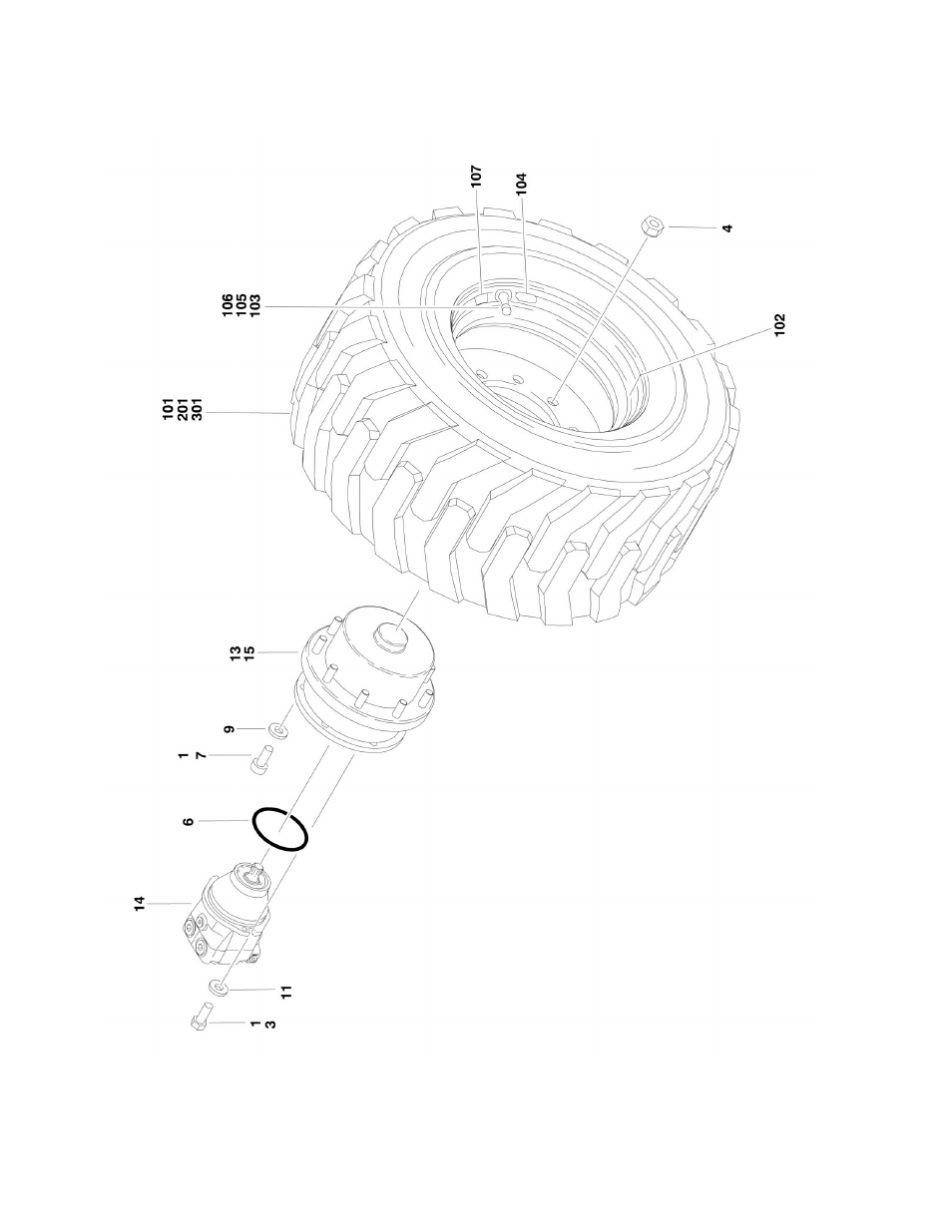 Figure 1-5. tire and wheel drive installations | JLG 600A_AJ Parts Manual User Manual | Page 24 / 310