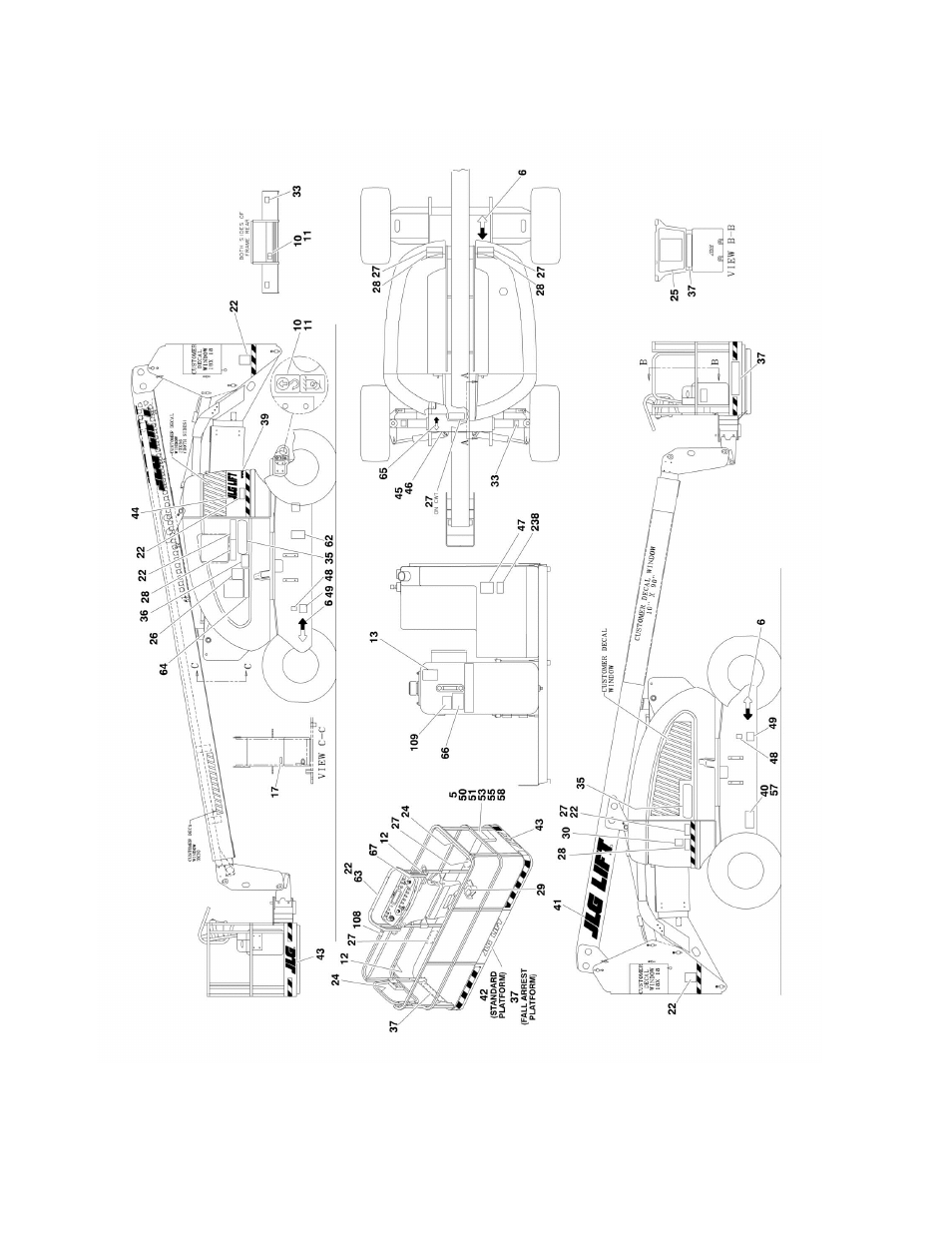 Figure 8-1. decal installation (ansi spec) | JLG 600A_AJ Parts Manual User Manual | Page 274 / 310