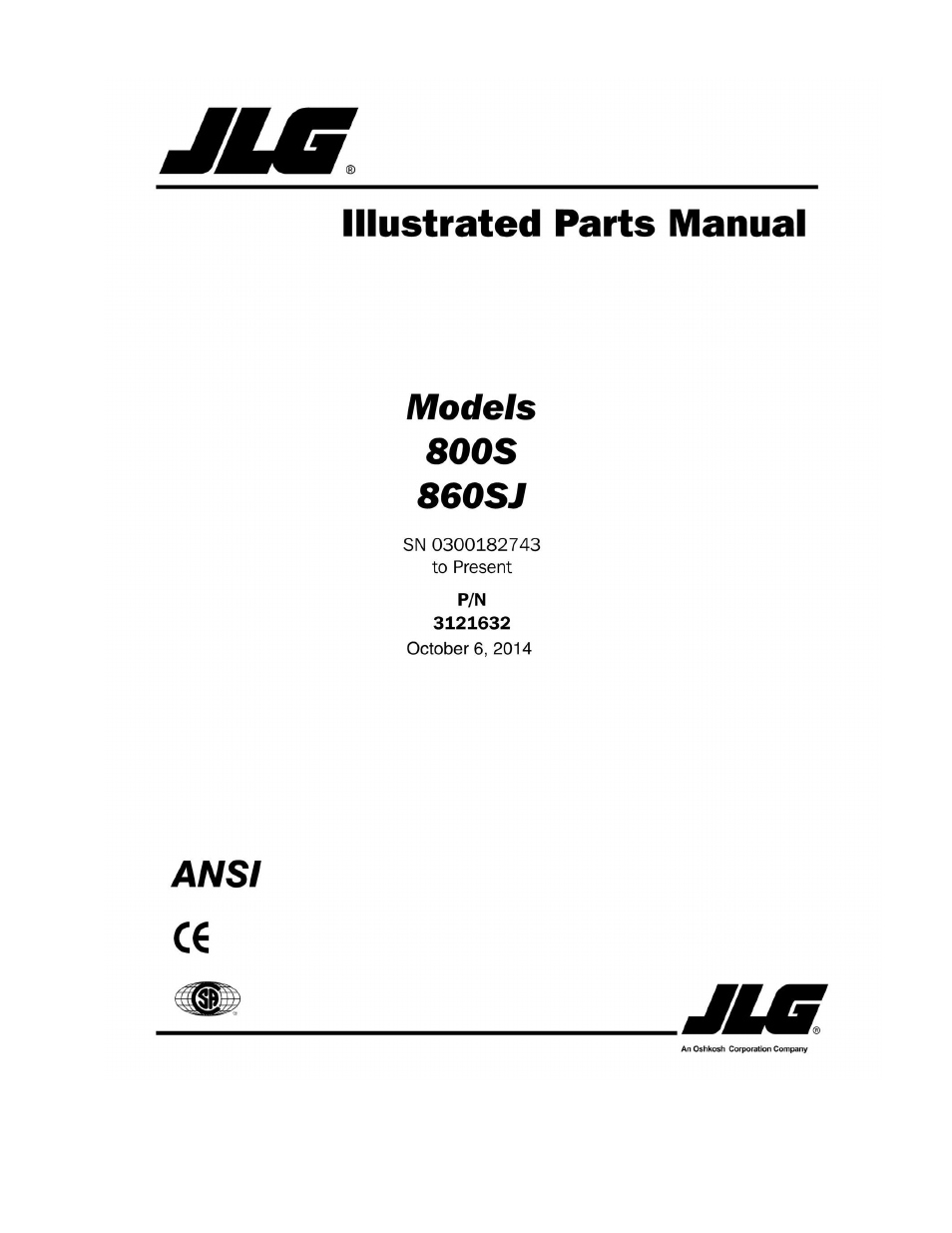 JLG 860SJ Parts Manual User Manual | 270 pages