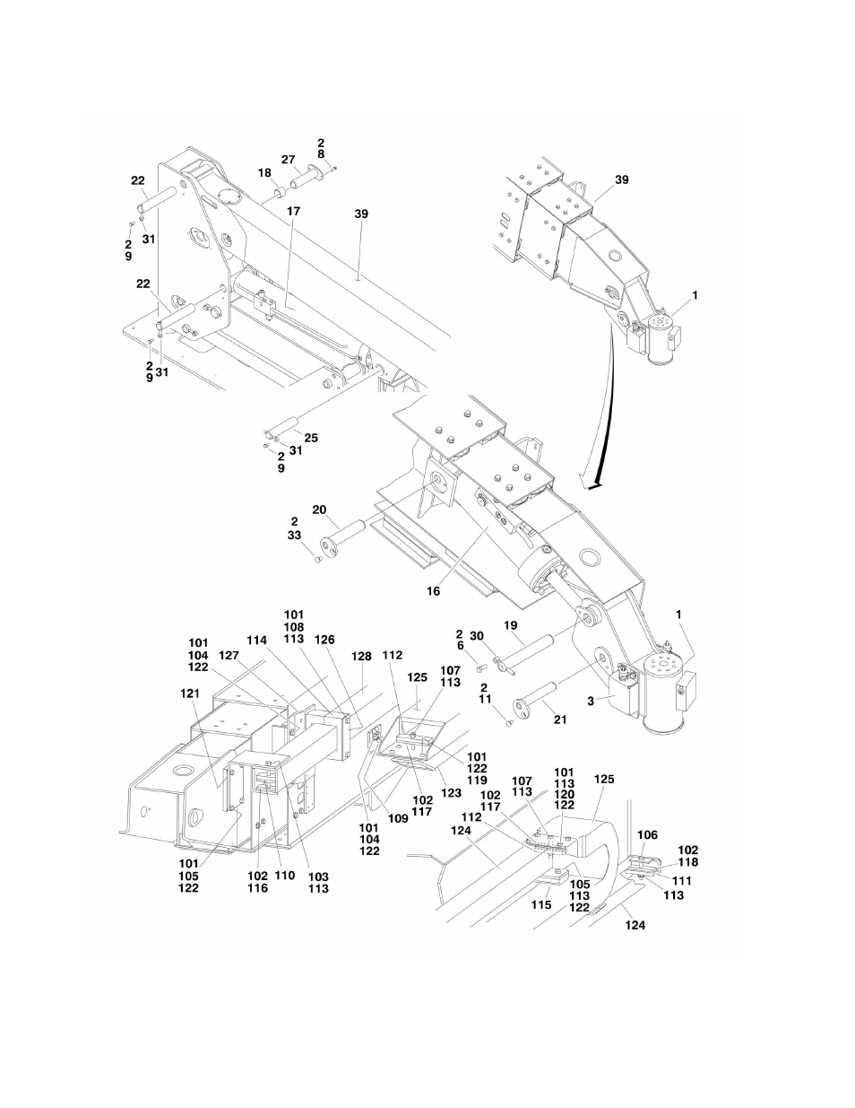 Figure 3-2. main boom installation - 800s | JLG 860SJ Parts Manual User Manual | Page 126 / 270