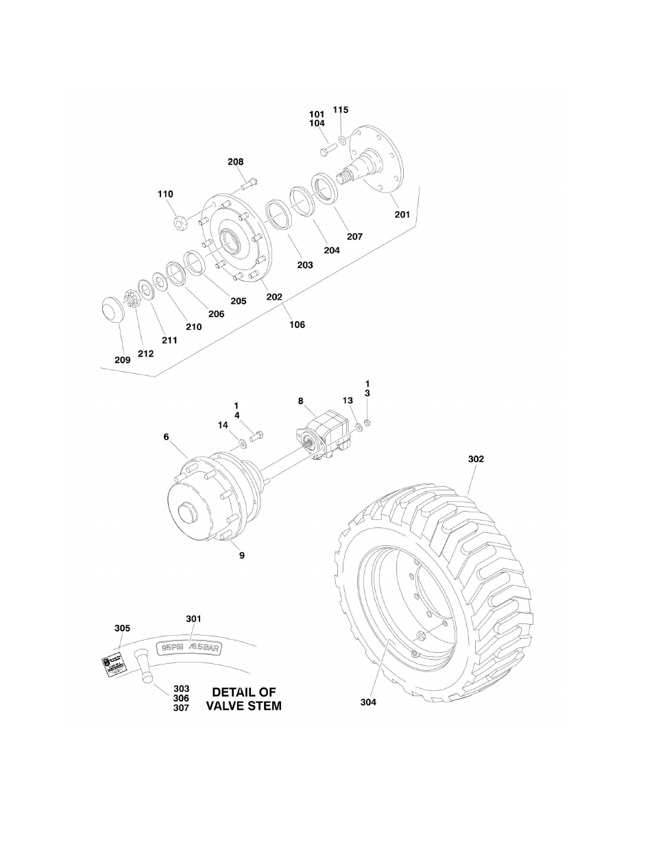Figure 1-3. tire and wheel drive installations | JLG 860SJ Parts Manual User Manual | Page 16 / 270