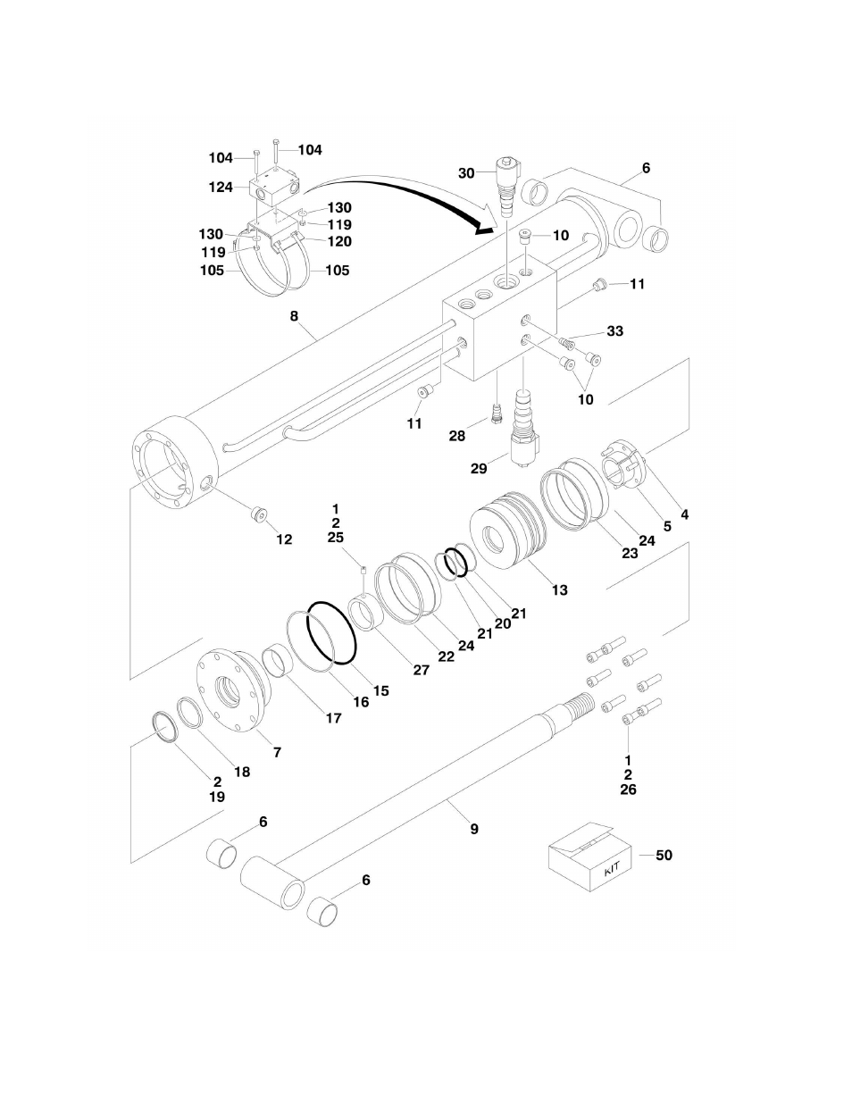 Figure 5-3. lift cylinder assembly - main boom | JLG 860SJ Parts Manual User Manual | Page 178 / 270