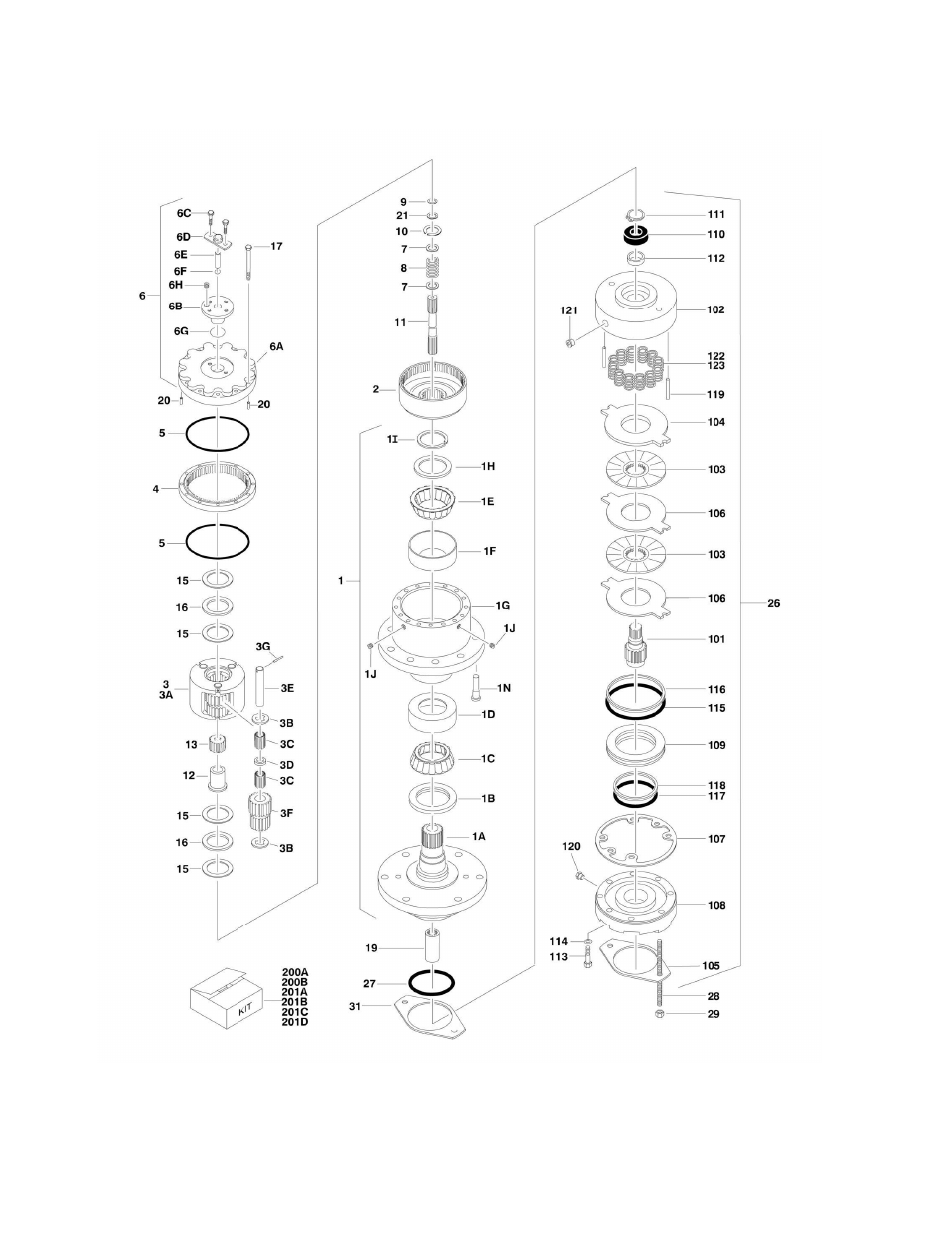 Figure 1-4. drive hub/brake assembly | JLG 860SJ Parts Manual User Manual | Page 20 / 270