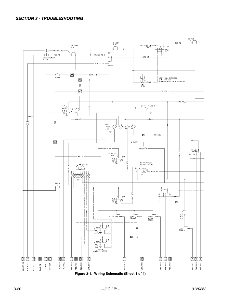 Wiring schematic (sheet 1 of 4) -20 | JLG 80HX_HX+6_HXER Service Manual User Manual | Page 108 / 120