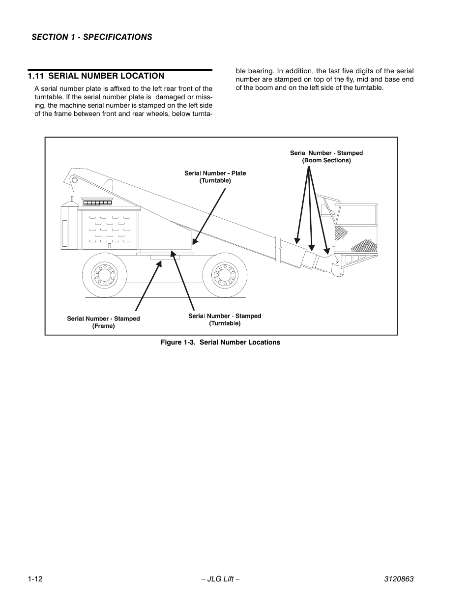 11 serial number location, Serial number location -12, Serial number locations -12 | JLG 80HX_HX+6_HXER Service Manual User Manual | Page 22 / 120