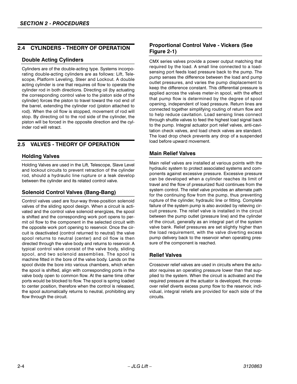 4 cylinders - theory of operation, 5 valves - theory of operation, Cylinders - theory of operation -4 | Double acting cylinders -4, Valves - theory of operation -4 | JLG 80HX_HX+6_HXER Service Manual User Manual | Page 26 / 120