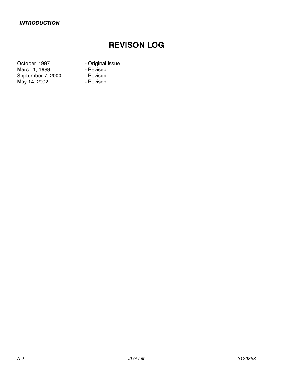 Revison log | JLG 80HX_HX+6_HXER Service Manual User Manual | Page 4 / 120