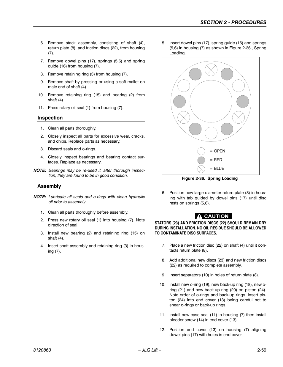 Inspection -59 assembly -59, Spring loading -59 | JLG 80HX_HX+6_HXER Service Manual User Manual | Page 81 / 120