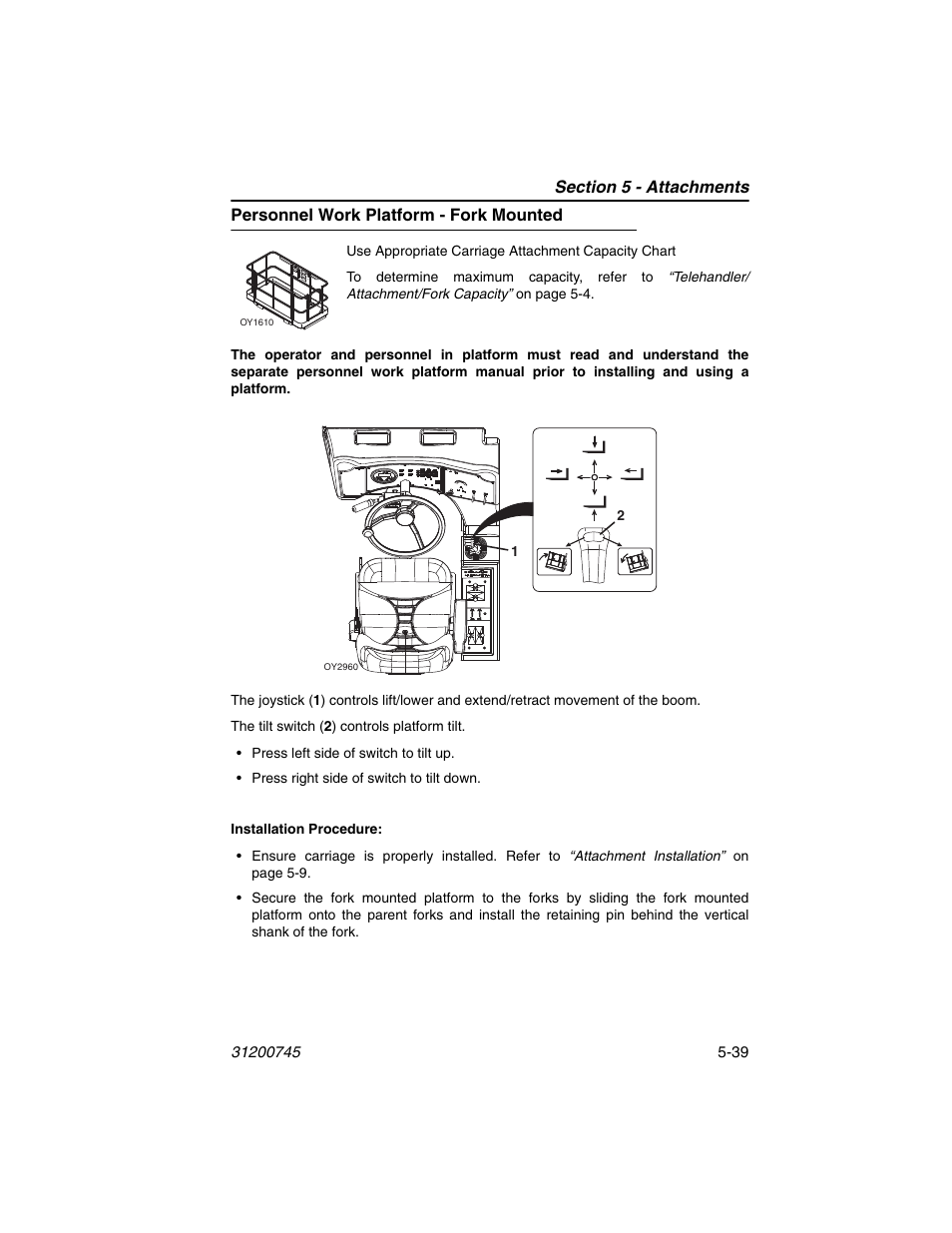 Personnel work platform - fork mounted, Personnel work platform - fork mounted -39 | JLG G12-55A Operator Manual User Manual | Page 111 / 160