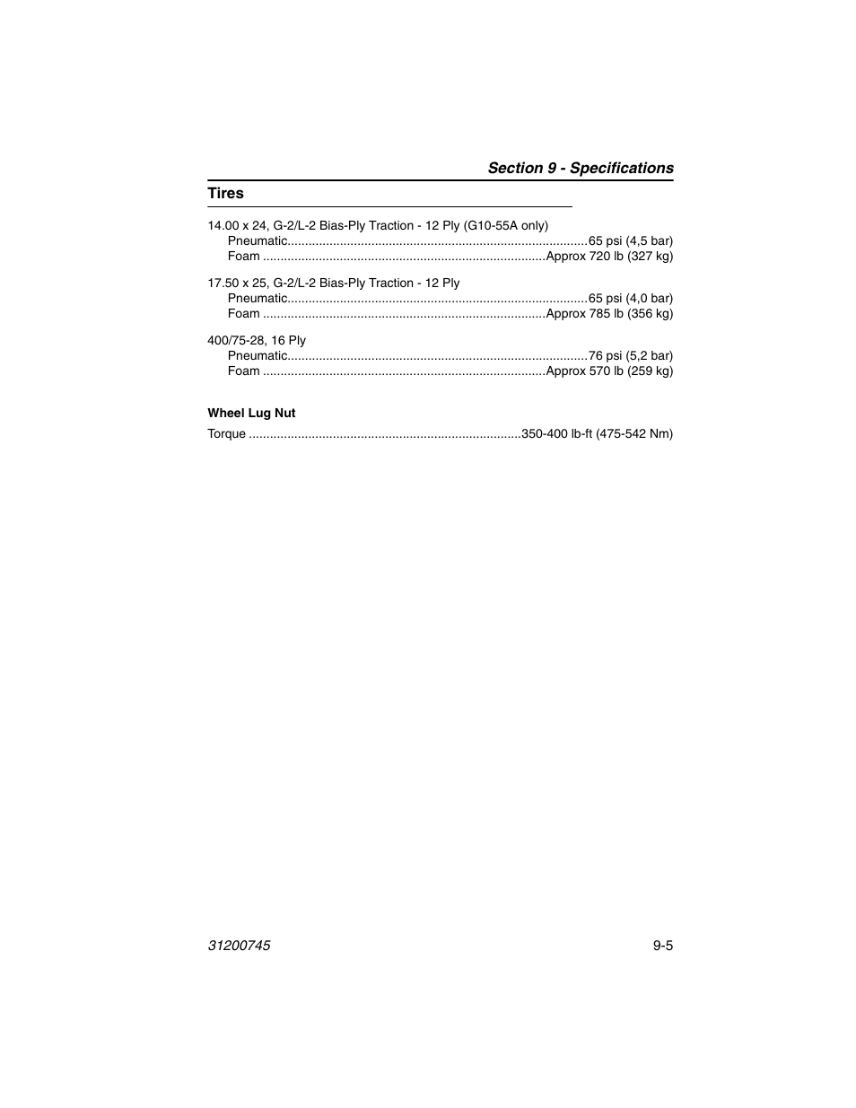 Tires, Tires -5 | JLG G12-55A Operator Manual User Manual | Page 147 / 160