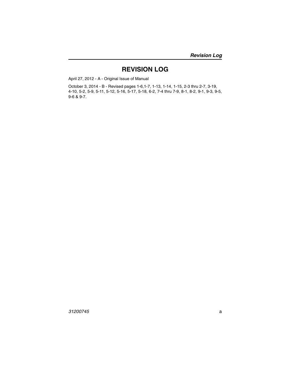 Revision log | JLG G12-55A Operator Manual User Manual | Page 3 / 160