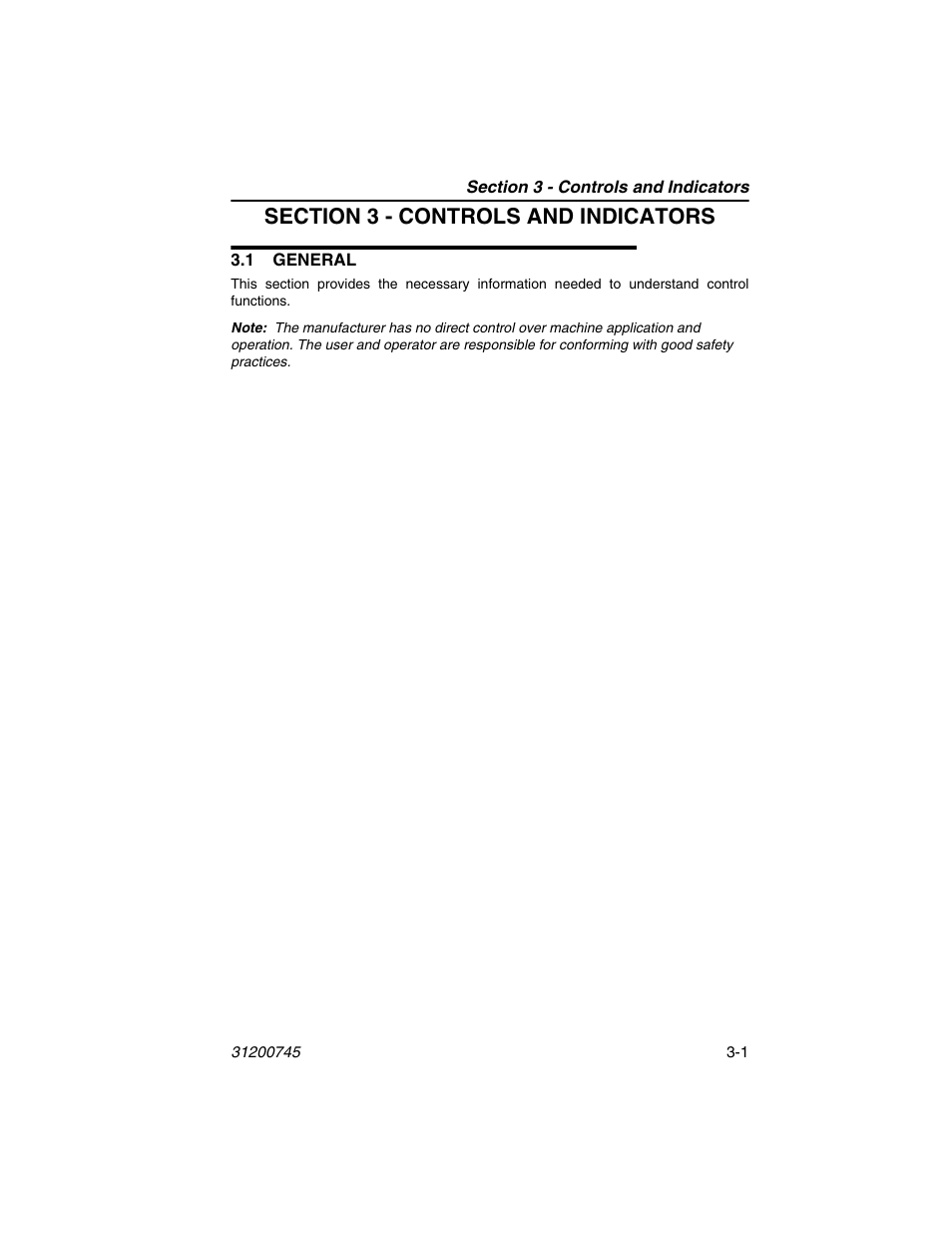 Section 3 - controls and indicators, 1 general, 1 general -1 | JLG G12-55A Operator Manual User Manual | Page 41 / 160