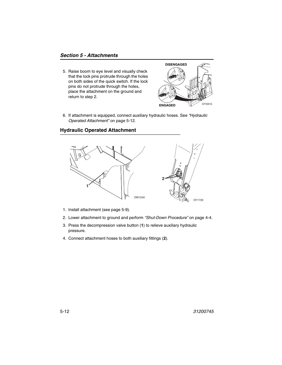 Hydraulic operated attachment, Hydraulic operated attachment -12 | JLG G12-55A Operator Manual User Manual | Page 84 / 160