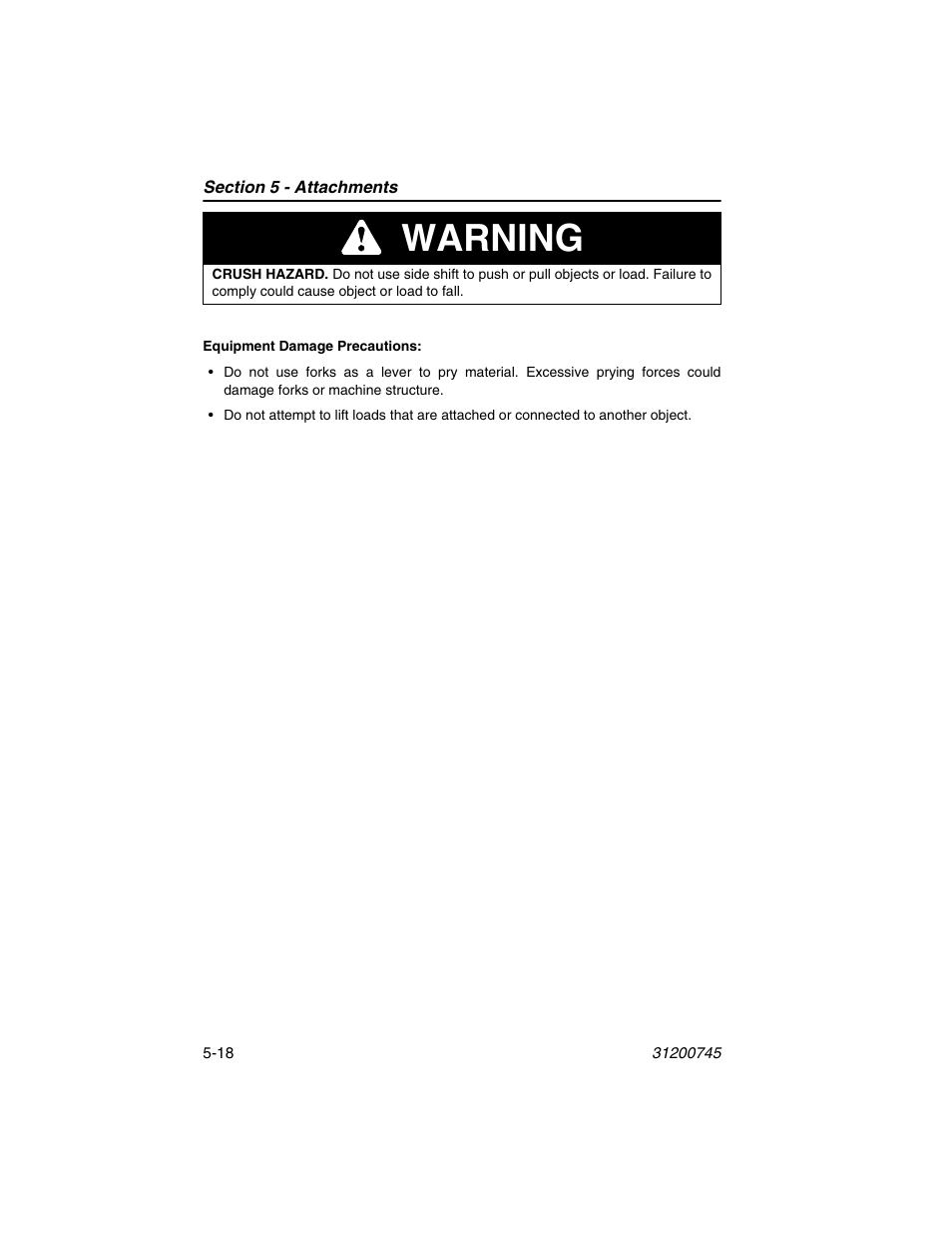 Warning | JLG G12-55A Operator Manual User Manual | Page 90 / 160