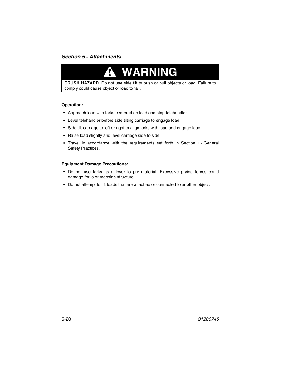 Warning | JLG G12-55A Operator Manual User Manual | Page 92 / 160