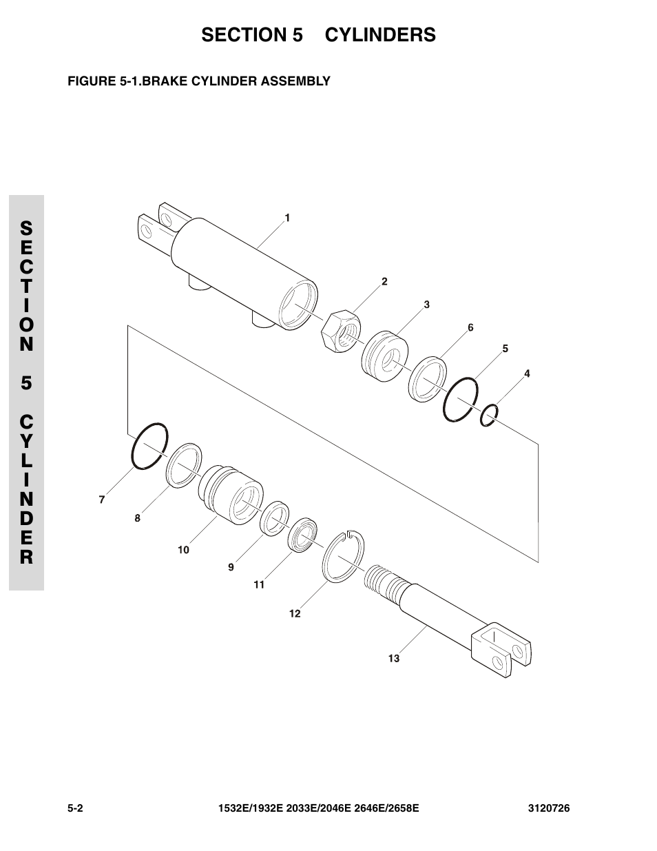 Figure 5-1. brake cylinder assembly, Brake cylinder assembly -2 | JLG 2658E ANSI Parts Manual User Manual | Page 164 / 258