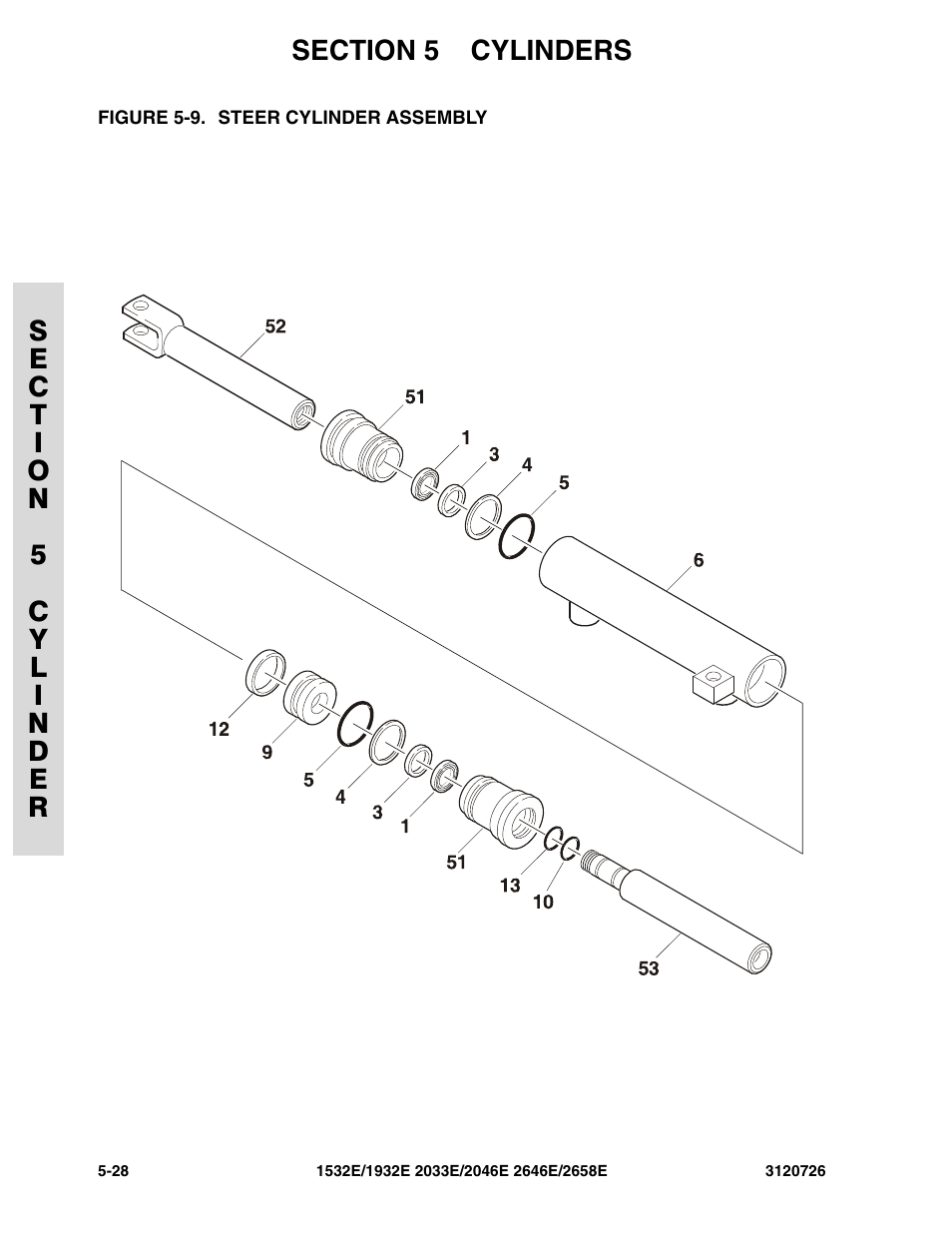 Figure 5-9. steer cylinder assembly, Steer cylinder assembly -28 | JLG 2658E ANSI Parts Manual User Manual | Page 190 / 258