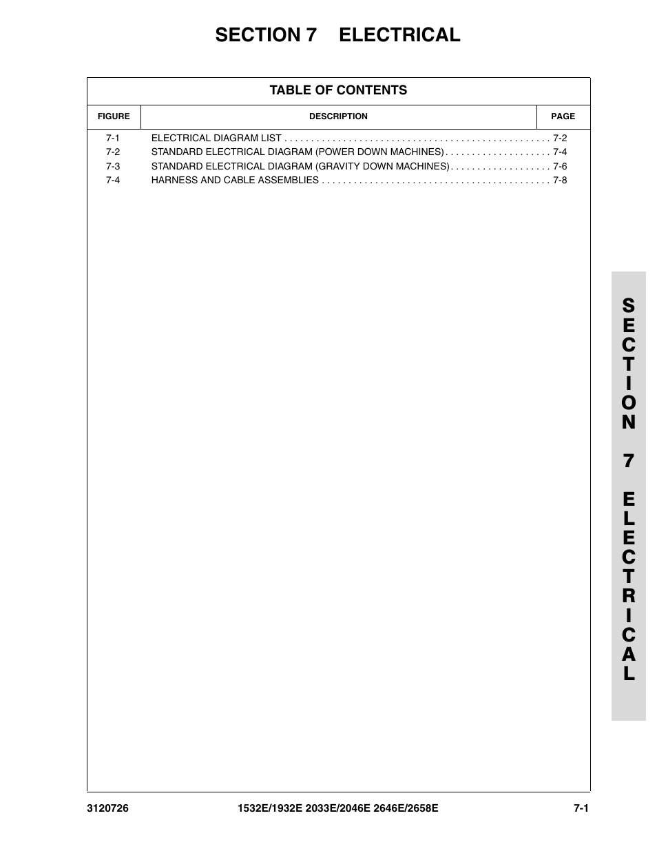 Section 7 electrical, Section 7 - electrical -1 | JLG 2658E ANSI Parts Manual User Manual | Page 203 / 258