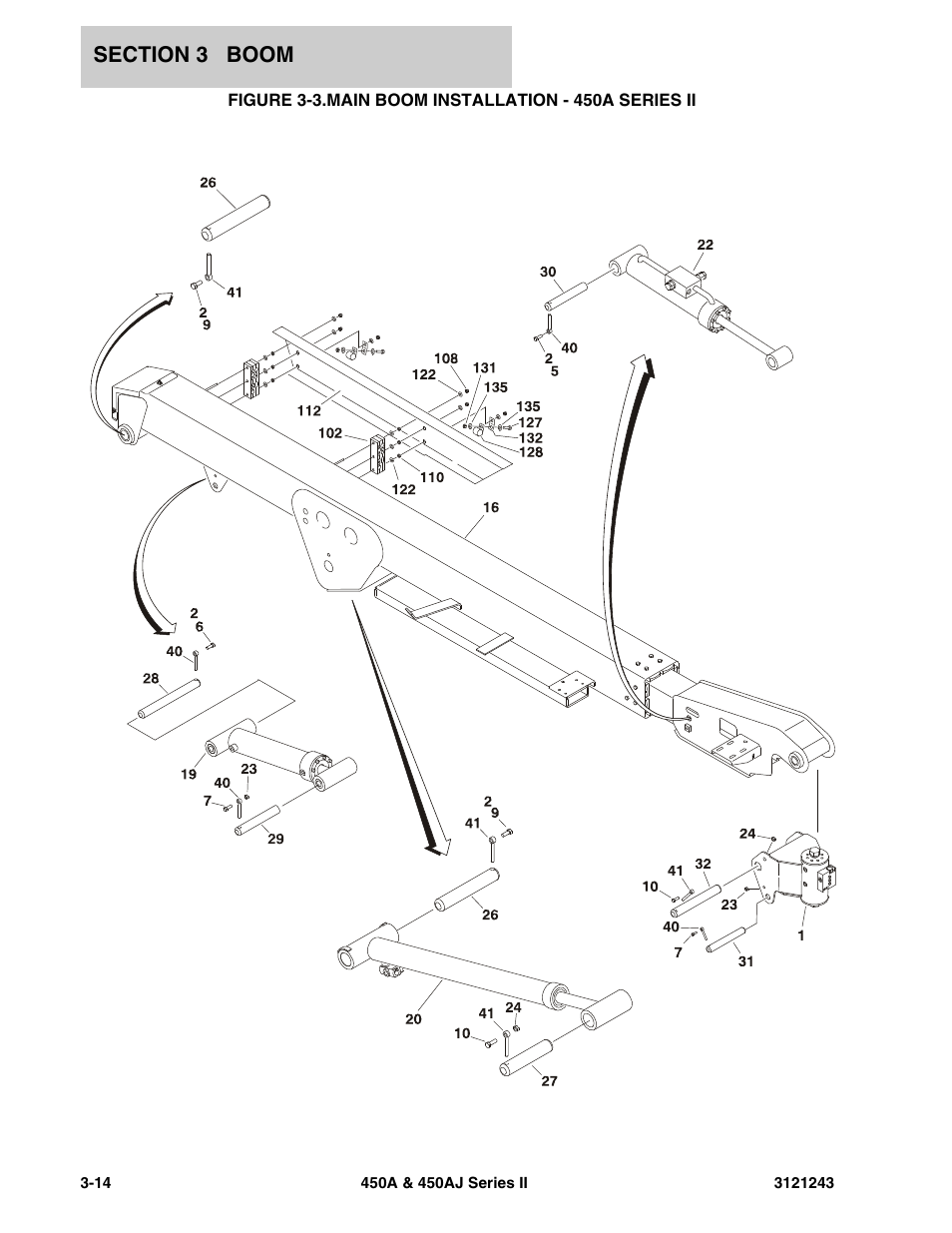 Main boom installation - 450a series ii -14 | JLG 450A_AJ Series II Parts Manual User Manual | Page 258 / 494