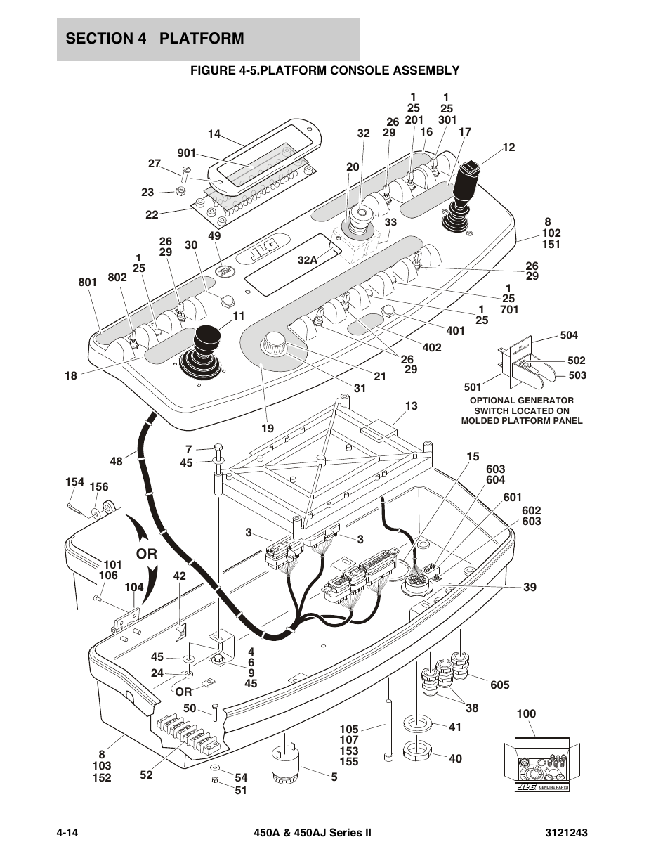 Figure 4-5. platform console assembly, Platform console assembly -14 | JLG 450A_AJ Series II Parts Manual User Manual | Page 298 / 494
