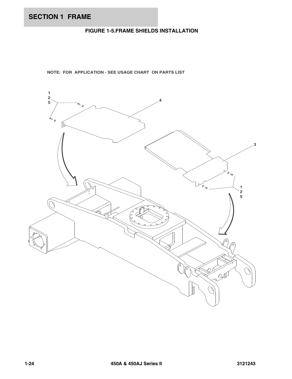 Figure 1-5. frame shields installation, Frame shields installation -24, Figure 1-5.frame shields installation | JLG 450A_AJ Series II Parts Manual User Manual | Page 32 / 494