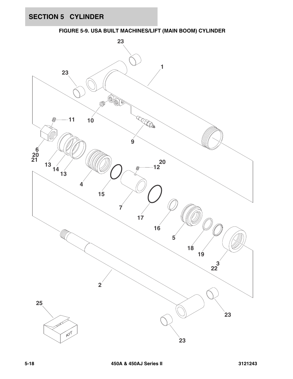 Usa built machines/lift (main boom) cylinder -18 | JLG 450A_AJ Series II Parts Manual User Manual | Page 328 / 494