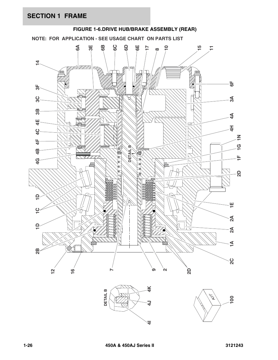 Figure 1-6. drive hub/brake assembly (rear), Drive hub/brake assembly (rear) -26 | JLG 450A_AJ Series II Parts Manual User Manual | Page 34 / 494